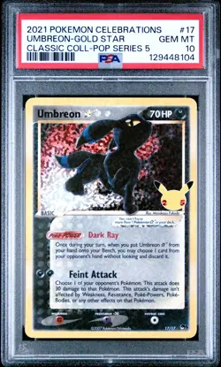 2021 POKEMON CELEBRATIONS CLASSIC COLL #17 UMBREON-GOLD STAR PSA 10 - Image 1