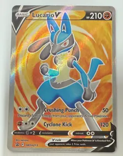 POKEMON TCG LUCARIO V SWSH213 BLACK STAR PROMO FULL ART MINT PACK TO SLEEVE - Image 1