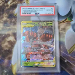 PSA 10 Pokemon 2019 S&M Unbroken Bonds Pheromosa & Buzzwole GX 1/214 Tag Team - Image 1