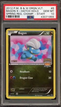 Pokemon Bagon Dragon Vault STAFF Spring Regional Champs. Promo #6 PSA 10 - Image 1
