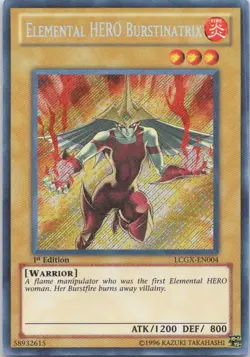 1996 TCG 1st Edition ELEMENTAL HERO BURSTINATRIX HOLO RARE #LCGX-EN004 - Image 1