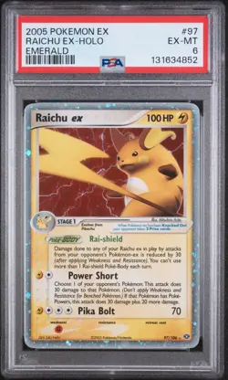 Pokemon EX Emerald Raichu EX 2005 Holo Card PSA 6 - Image 1