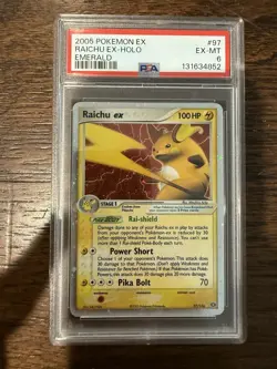 Pokemon EX Emerald Raichu EX 2005 Holo Card PSA 6 - Image 3