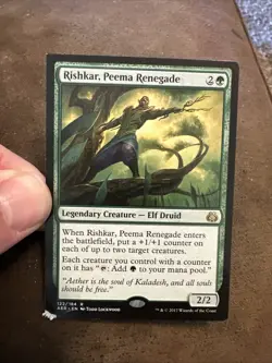 Mtg Magic Aether Revolt Rishkar Peema Renegade Square Corner Misprint Error Card - Image 1