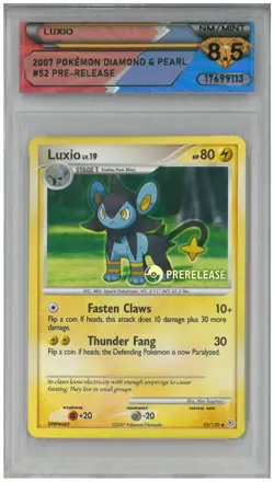 2007 Pokemon Diamond & Pearl LUXIO #52/130 Prerelease 💎 DSG 8.5 NM/Mint - Image 1