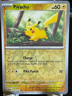POKEMON PIKACHU 025/165 COMMON REVERSE HOLOFOIL SCARLET VIOLET 151 NM CARD - Image 1