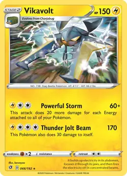 Vikavolt 066/192 Holo Rebel Clash Pokemon Card NM - Image 1