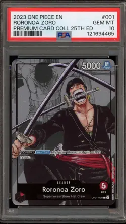One Piece CCG Roronoa Zoro Premium Card Coll. 25th Edition OP01-001 PSA 10 - Image 1