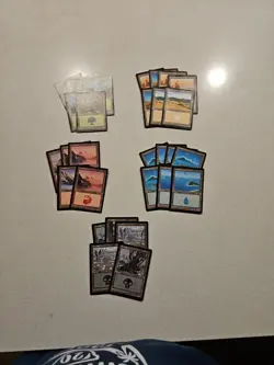 MTG Portal 2nd Age Basic Land 7 White, 6 Green, 7 Blue, 5 Red, 5 Black - Image 1