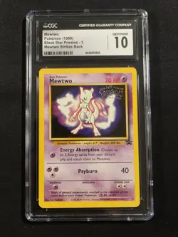 CGC 10 GEM MINT Mewtwo 3 WOTC Black Star Promo WB STAMPED Pokemon Card - Image 1