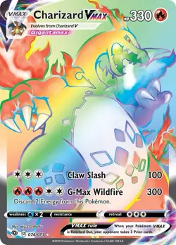 Pokemon TCG Champions Path Rainbow Charizard VMAX Secret Rare Card 74/73 - Image 1