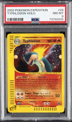 2002 POKEMON EXPEDITION #28 TYPHLOSION-HOLO PSA 8 - Image 1
