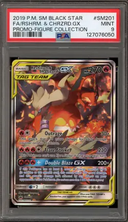 Pokemon Reshiram & Charizard GX Figure Coll. Full Art Promo SM201 PSA 9 Mint - Image 1