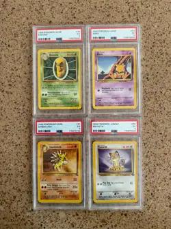1999 Pokemon PSA 5 EX: Meowth, Kakuna, Sandslash + Abra - Image 1
