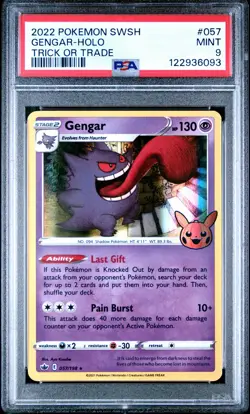 2021 POKEMON SWORD & SHIELD CHILLING REIGN TRICK OR TRADE 2022 GENGAR-HOLO PSA 9 - Image 1