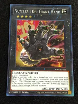 Yugioh Number 106: Giant Hand RA04-EN066 1st Collectors (NM) - Image 1