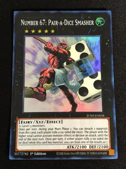 Yugioh Number 67: Pair-A-Dice Smasher JUSH-EN058 1st Super (NM) - Image 1