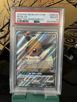Pokemon TCG Eevee GX SM233 Full Art Promo PSA 8 NM Mint - Image 1