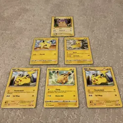 Six Pokemon TCG 12-2020 Pikachu Vintage Rare MINT - Image 1