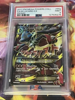 2017 POKEMON MEGA POWERS COLLECTION PROMO #55A FULL ART/M LUCARIO EX PSA 9 - Image 1
