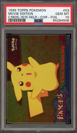Pokemon Topps C'Mon We Need Help Cor. Foil Movie Edition #53 PSA 10 Gem Mint - Image 1