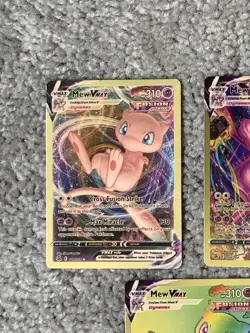 Pokemon Set of 3 Mew VMax HP310 Cross Fusion Strike Error Gold Foil Fan Art NM! - Image 2
