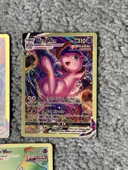 Pokemon Set of 3 Mew VMax HP310 Cross Fusion Strike Error Gold Foil Fan Art NM! - Image 3