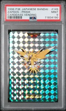 PSA 9 Zapdos Holo Prism 145 Pokemon Bandai Carddass Japanese Vending 1996 - Image 1