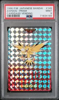 PSA 9 MINT 1996 POKEMON JAPANESE BANDAI CARDDASS VENDING 146 ZAPDOS PRISM RED - Image 1