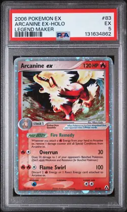 Pokemon TCG Arcanine EX 83/92 Legend Maker Holo Rare PSA 5 - Image 1