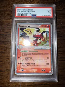 Pokemon TCG Arcanine EX 83/92 Legend Maker Holo Rare PSA 5 - Image 4