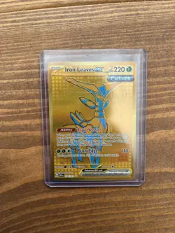 Pokemon TCG Iron Leaves Prismatic Evolutions Gold Hyper Rare Card EX 176/131 - Image 1