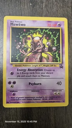 Pokemon Mewtwo 1995 Black Star Promo card 14 LV. 60 #150 - Image 2