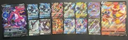 Pokemon TCG Card Lot. 12 Regular Size and 2 Large Cards V Cards - Image 1