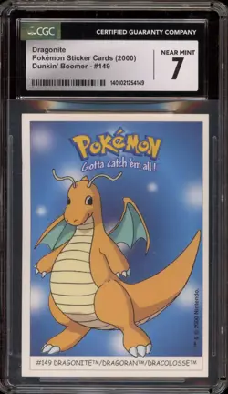 Pokemon Dragonite Dunkin' Boomer Sticker Cards #149 CGC 7 - Image 1