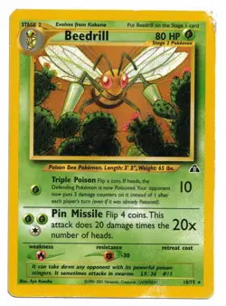 Pokemon Card: Beedrill 18/75 Neo Discovery Vintage Rare! GD - Image 1