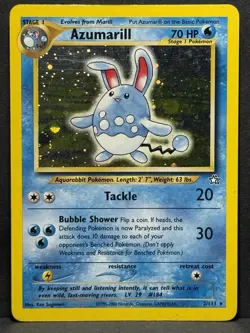 Pokemon TCG Azumarill Neo Genesis Holo Card 2/111 Unlimited Rare MP - Image 1