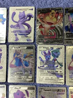 Set of 25 Pokemon Magikarp,Pikachu&Cosplay,Mewtwo&More Gold Foil Fan Art Cards - Image 3