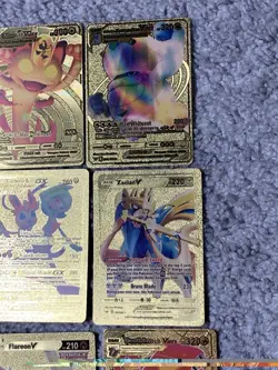 Set of 25 Pokemon Magikarp,Pikachu&Cosplay,Mewtwo&More Gold Foil Fan Art Cards - Image 4