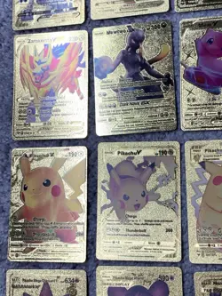 Set of 25 Pokemon Magikarp,Pikachu&Cosplay,Mewtwo&More Gold Foil Fan Art Cards - Image 5