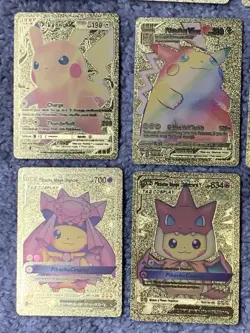 Set of 24 Pokemon Charizard,Persian,Pikachu&More Gold Foil Fan Art Cards LP - Image 5