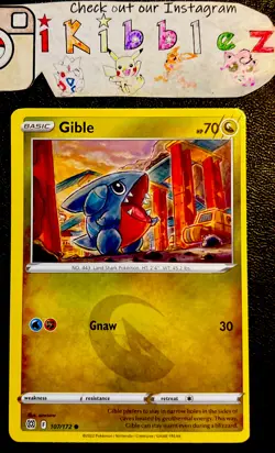 Gible 107/172 NM Non Holo Absorbing Miscut/OFC Pokemon Card! - Image 1