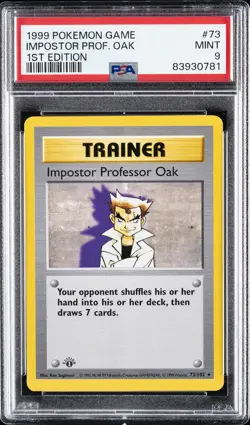 1999 POKEMON BASE SET 1ST EDITION #73 IMPOSTOR PROFESSOR OAK PSA 9 - Image 1