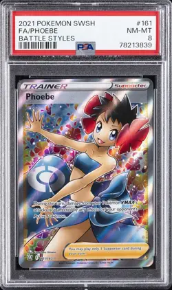 2021 POKEMON SWORD & SHIELD BATTLE STYLES #161 FULL ART/PHOEBE PSA 8 - Image 1