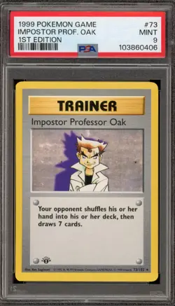 Pokemon Imposter Professor Oak Base Set Shadowless 1st Edition Rare #73 PSA 9 - Image 1