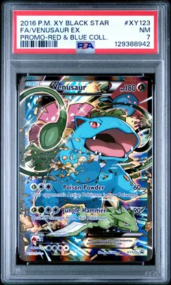 2016 POKEMON XY BLACK STAR PROMO RED & BLUE COLL FULL ART/VENUSAUR EX PSA 7 - Image 1