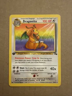 Pokemon TCG Dragonite Fossil 19/62 Non-Holo Rare 1st Edition MP - TCCCX - Image 1