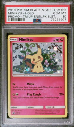 🟣 2019 POKEMON SM BLACK STAR PROMO SWIRL #SM163 MIMIKYU HOLO PSA 10 GEM MINT - Image 1