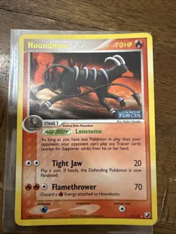 Pokemon TCG Houndoom 7/115 Unseen Forces Reverse Holo Stamped LP - Image 1