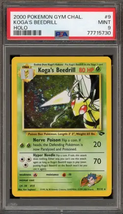 Pokemon Beedrill Gym Challenge Unlimited Holo Rare #9 PSA 9 Mint - Image 1